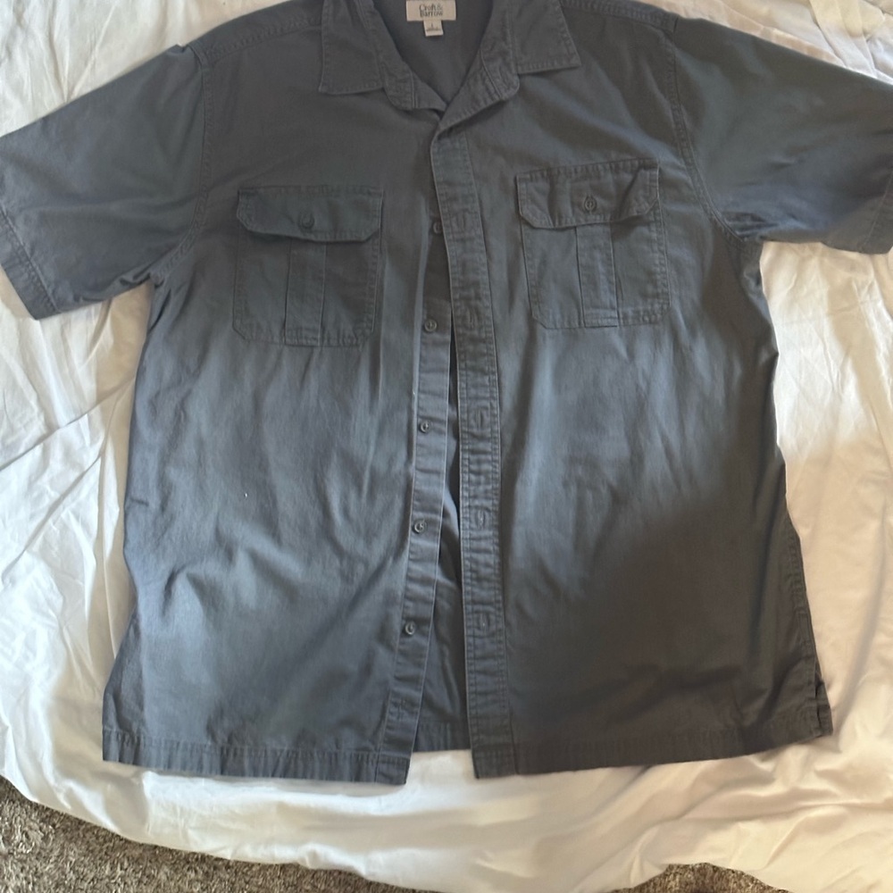 Croft & Barrow Charcoal Button-Up Short Sleeve Shirt